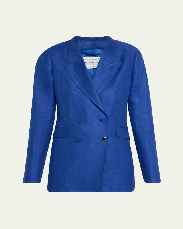 Angela Linen Double-Breasted Blazer